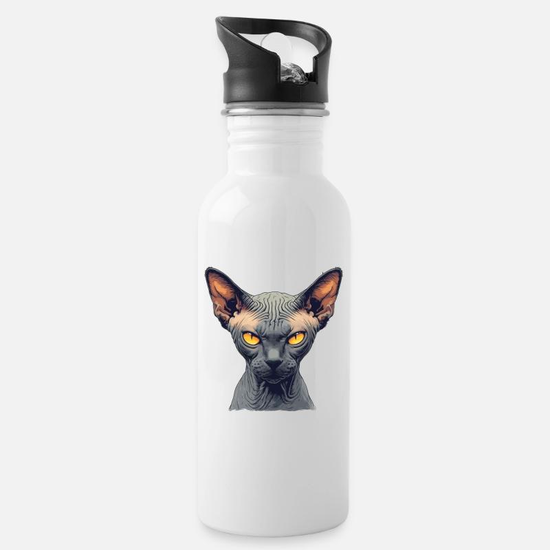 Sphynx Kätzchen Sphynx Katze - Trinkflasche mit integriertem Trinkhalm - Weiß
