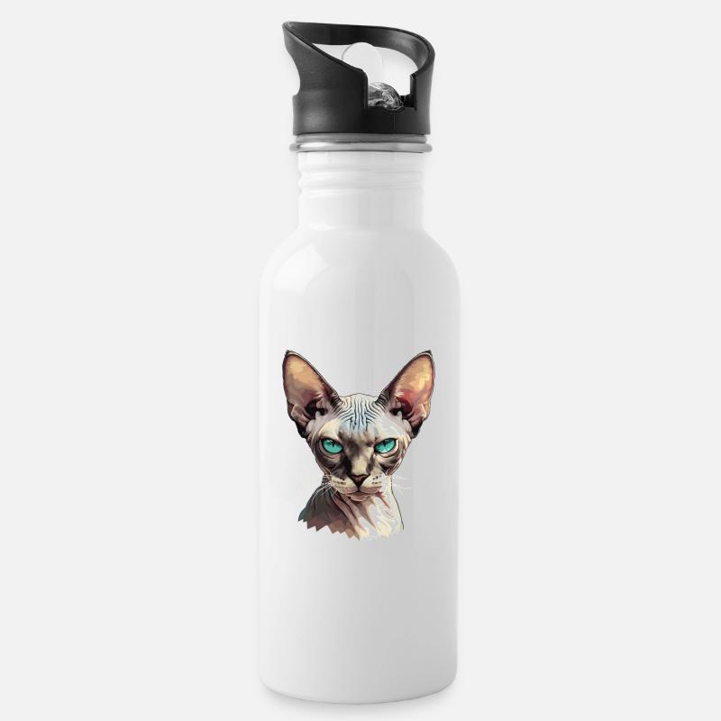 Sphynx Kätzchen Sphynx Katze - Trinkflasche mit integriertem Trinkhalm - Weiß