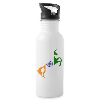 Unicorn India Flag T-Shirt Magical Unicorn Indian - Water bottle with straw - white - Right