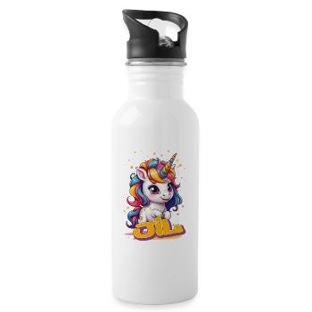 JIL - Beautiful girl name with cute unicorn - Water bottle with straw - white - Right