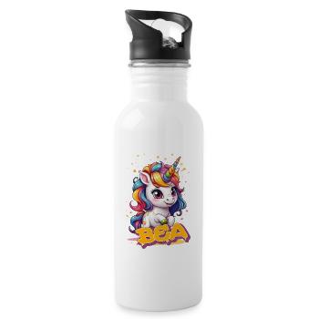 BEA - Beautiful girl name with cute unicorn - Water bottle with straw - white - Right