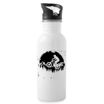 Mountain Biking Sketch - Water bottle with straw - white - Right