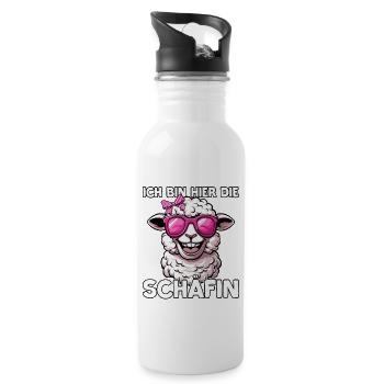 Schäffin | Beste Chefin | Abteilungsleiterin - Trinkflasche mit integriertem Trinkhalm - Weiß - Rechts