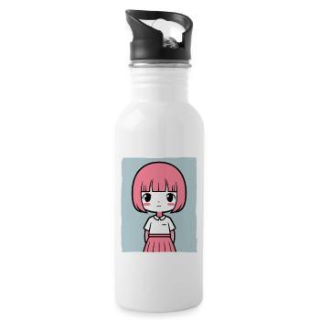 Einfach ein einfaches Mädchen - Trinkflasche mit integriertem Trinkhalm - Weiß - Rechts