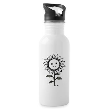 Cheerful Sunflower - Water bottle with straw - white - Right