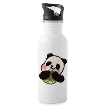 Süßer Panda – Bambus Snack - Trinkflasche mit integriertem Trinkhalm - Weiß - Rechts