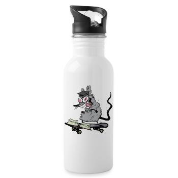 Rat, Érudit, Étudiant, Étudiant, Patineur, Patinage - Gourde avec paille intégrée - blanc - Droite
