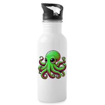 Krake - Trinkflasche mit integriertem Trinkhalm - Weiß - Rechts