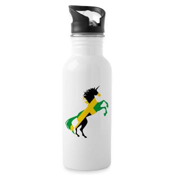 Einhorn Jamaika Flagge Shirt Magisches Einhorn Jamaika - Trinkflasche mit integriertem Trinkhalm - Weiß - Rechts