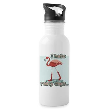 FLAMANT ROSE- PLUIE- RÉTRO - Gourde avec paille intégrée - blanc - Droite