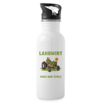 Farmer with Heart & Blood Farmer Farm - Water bottle with straw - white - Right