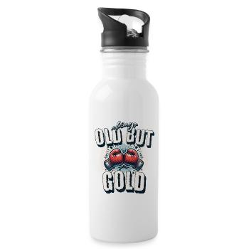 Old but always Gold Boxing - Trinkflasche mit integriertem Trinkhalm - Weiß - Rechts