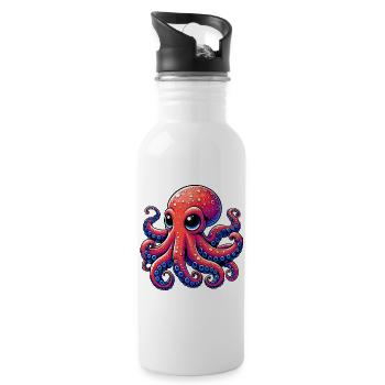 Krake - Trinkflasche mit integriertem Trinkhalm - Weiß - Rechts