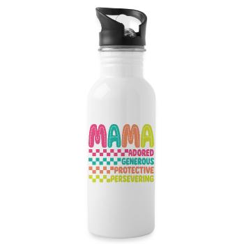 Rétro à carreaux Mama Mom Fête des mères - Gourde avec paille intégrée - blanc - Droite