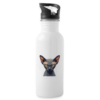 Sphynx Kätzchen Sphynx Katze - Trinkflasche mit integriertem Trinkhalm - Weiß - Rechts