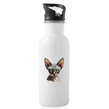 Sphynx Kätzchen Sphynx Katze - Trinkflasche mit integriertem Trinkhalm - Weiß - Rechts