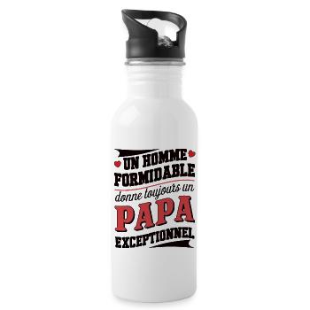 Belle idée cadeau fete des pères anniversaire papa - Gourde avec paille intégrée - blanc - Droite