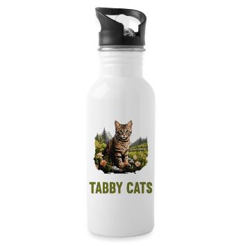 Chaton tigré chat tigré - Gourde avec paille intégrée - blanc - Droite