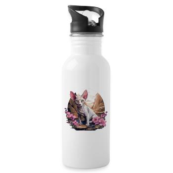 Sphynx Kätzchen Sphynx Katze - Trinkflasche mit integriertem Trinkhalm - Weiß - Rechts