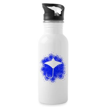 Rochen – Eleganter Schwimmer der Meere - Trinkflasche mit integriertem Trinkhalm - Weiß - Rechts