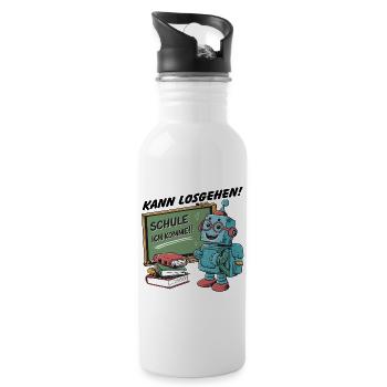 Einschulung erster Schultag kleiner Roboter - Trinkflasche mit integriertem Trinkhalm - Weiß - Rechts