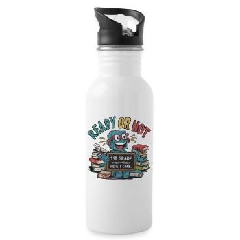 First day of school for small robots - Water bottle with straw - white - Right