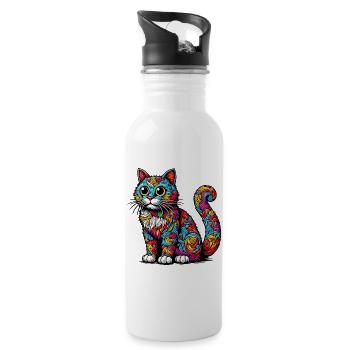 Cat - Water bottle with straw - white - Right