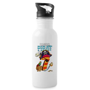 7. Geburtstag Piraten - Trinkflasche mit integriertem Trinkhalm - Weiß - Rechts