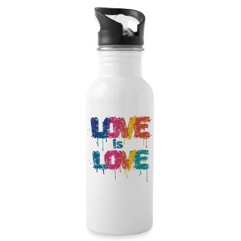 Farbenfrohes Graffiti mit Love Schriftzug - Trinkflasche mit integriertem Trinkhalm - Weiß - Rechts