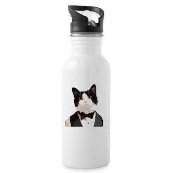 Tuxedo Chaton Tuxedo Cat - Gourde avec paille intégrée - blanc - Droite