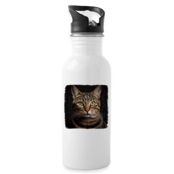 Chaton tigré chat tigré - Gourde avec paille intégrée - blanc - Droite