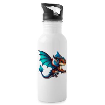 Drache - Trinkflasche mit integriertem Trinkhalm - Weiß - Rechts