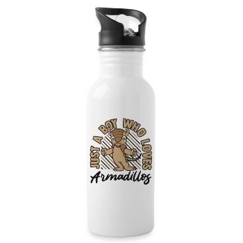 Boy Who Loves Armadillos Pink Fairy - Water bottle with straw - white - Right