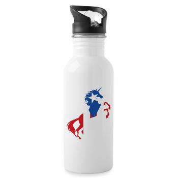 Einhorn Puerto Rico Flagge Einhorn Puerto-Ricanisches Wortspiel - Trinkflasche mit integriertem Trinkhalm - Weiß - Rechts