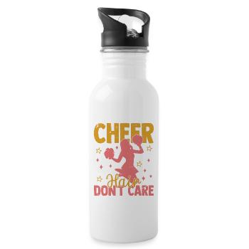 Cheer Hair Don't Care Cheerleading Cheerleader - Trinkflasche mit integriertem Trinkhalm - Weiß - Rechts