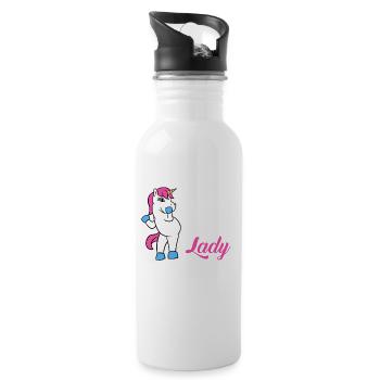 Licorne folle Lady T-shirt Licorne magique drôle - Gourde avec paille intégrée - blanc - Droite