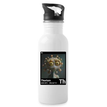 AI am thorium (bk) fashion periodictable nerdstyle - Trinkflasche mit integriertem Trinkhalm - Weiß - Rechts