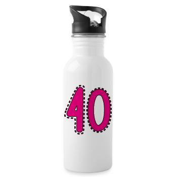 40. 40 ANS. 40e ANNIVERSAIRE. ANNIVERSAIRE 40 ANS. - Gourde avec paille intégrée - blanc - Droite