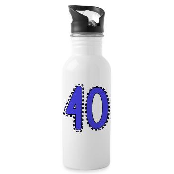 40. 40 JAHRE. 40. JAHRESTAG. 40-JÄHRIGES JUBILÄUM. - Trinkflasche mit integriertem Trinkhalm - Weiß - Rechts