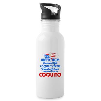 Coquito Recipe Puerto Rican Coconut Rum Drink - Water bottle with straw - white - Right
