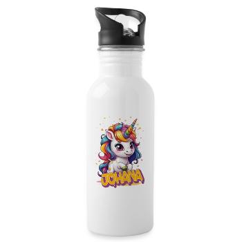 JOHANA - Beau prénom de fille avec une jolie licorne - Gourde avec paille intégrée - blanc - Droite