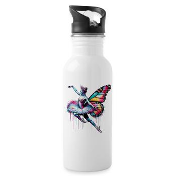 Ballerina with butterfly wings butterflies tutu - Water bottle with straw - white - Right