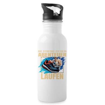 Laufen: Die Strecke ist dein Abenteuer - Trinkflasche mit integriertem Trinkhalm - Weiß - Rechts