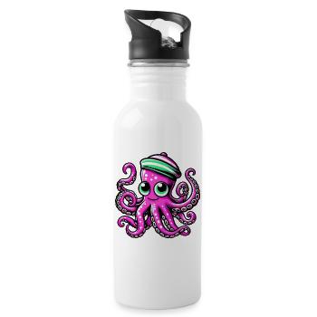 Octopus - Water bottle with straw - white - Right