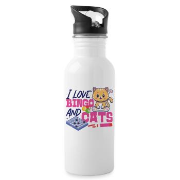 Bingo Player Cat I Love Bingo And - Water bottle with straw - white - Right