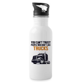 Can't Trust People Who Don't Like Trucks Lover - Water bottle with straw - white - Right