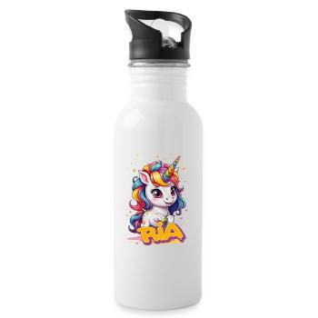 RIA - Beau nom de fille avec une jolie licorne - Gourde avec paille intégrée - blanc - Droite