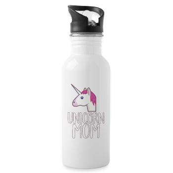 Einhorn Mama T-Shirt - Süßer rosa Regenbogen magisch - Trinkflasche mit integriertem Trinkhalm - Weiß - Rechts