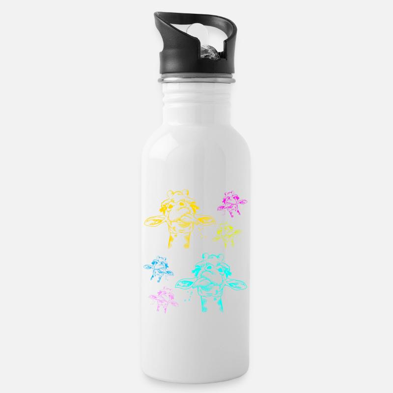 Giraffe Giraffen Safari - Trinkflasche mit integriertem Trinkhalm - Weiß