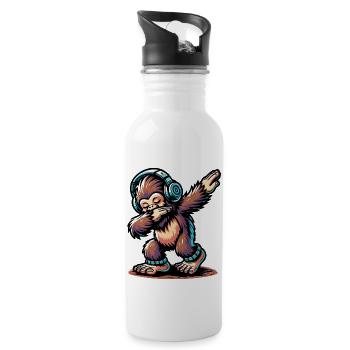 Dabbing Bigfoot - Trinkflasche mit integriertem Trinkhalm - Weiß - Rechts